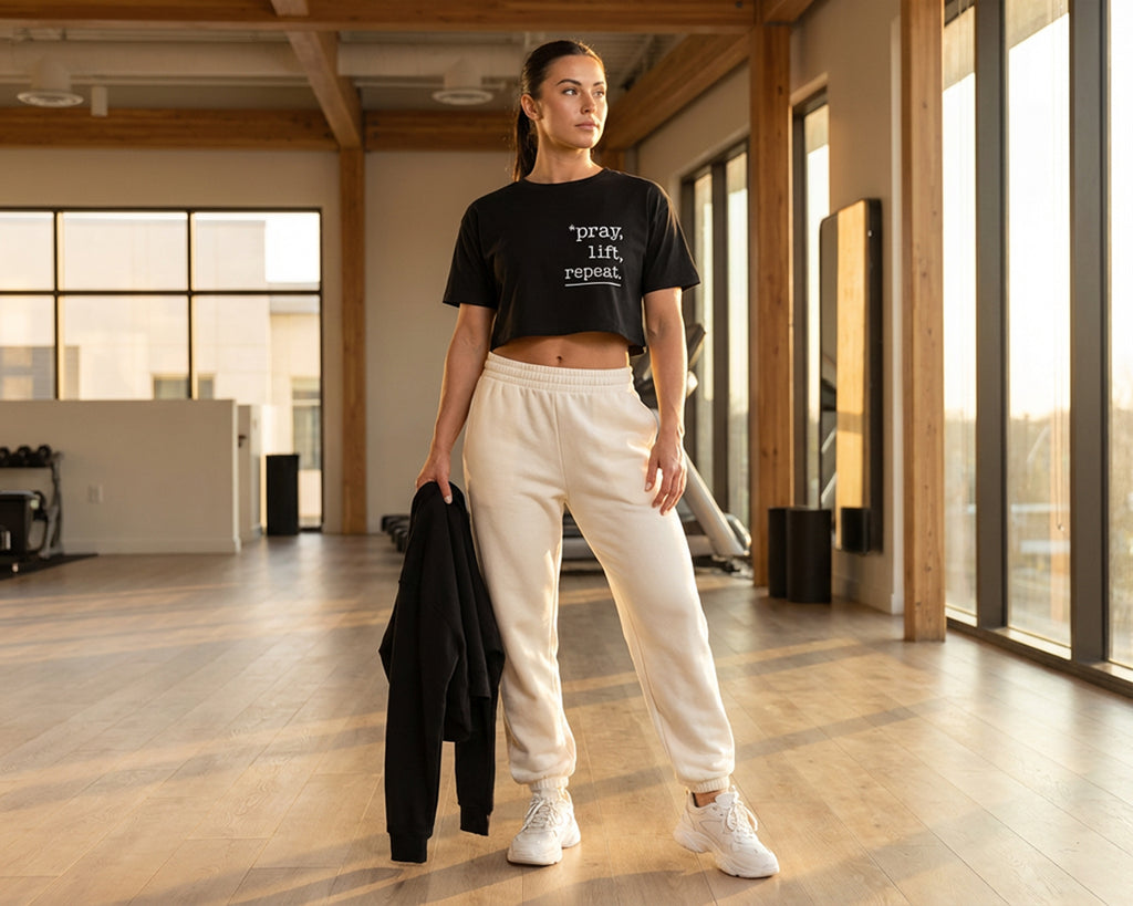 Pray, Lift, Repeat, Cropped Tee [Women’s]