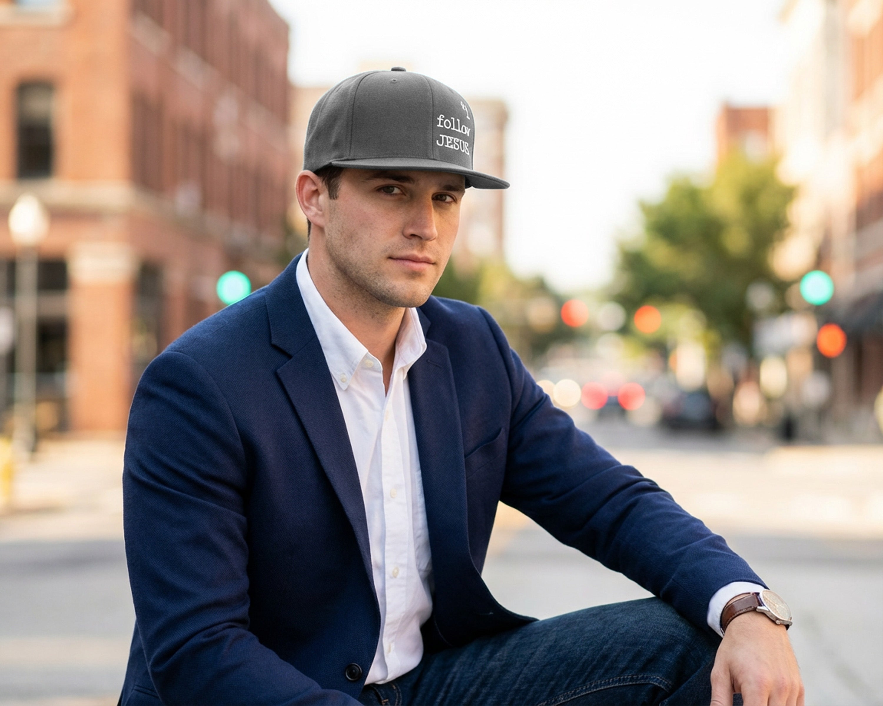 I Follow Jesus, Structured Snapback Hat [Unisex]